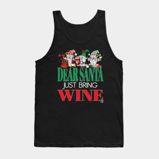 Fun Dear Santa Just Bring Wine Gnomes Office Party Women Men Tank Top